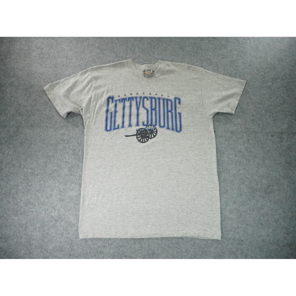 Vintage Skimmers Gettysburg Shirt‎ Mens XL Fits L Gray Short Sleeve Made In USA